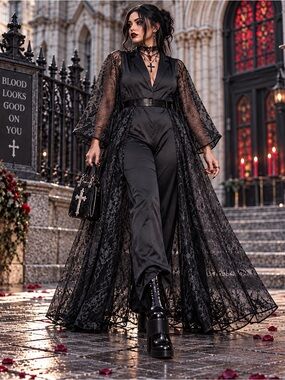 Xpluswear Black Sheer Overlay Jumpsuit
